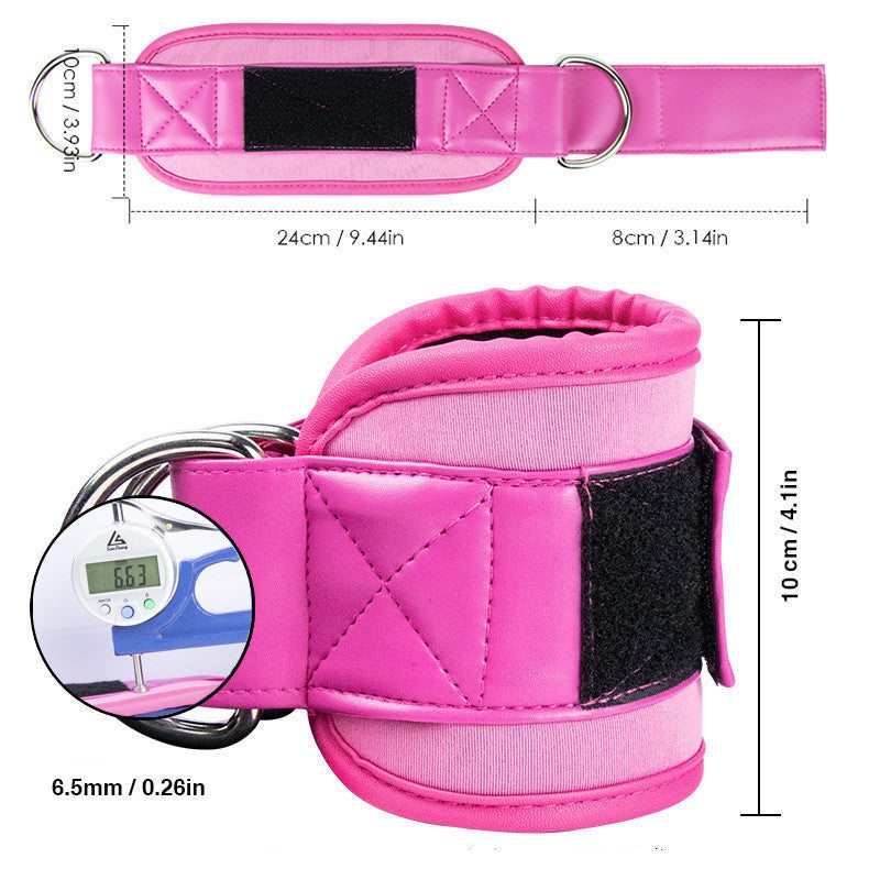 Gym ankle adjustable straps for secure lower body workouts with durable D-ring design