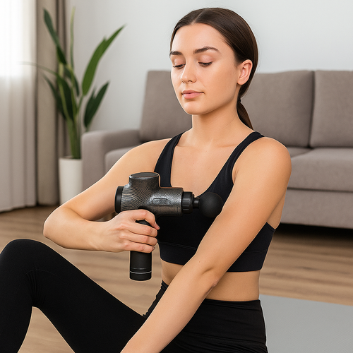 Electric Deep Muscle Massager relieving muscle tension with multiple intensity levels and attachments